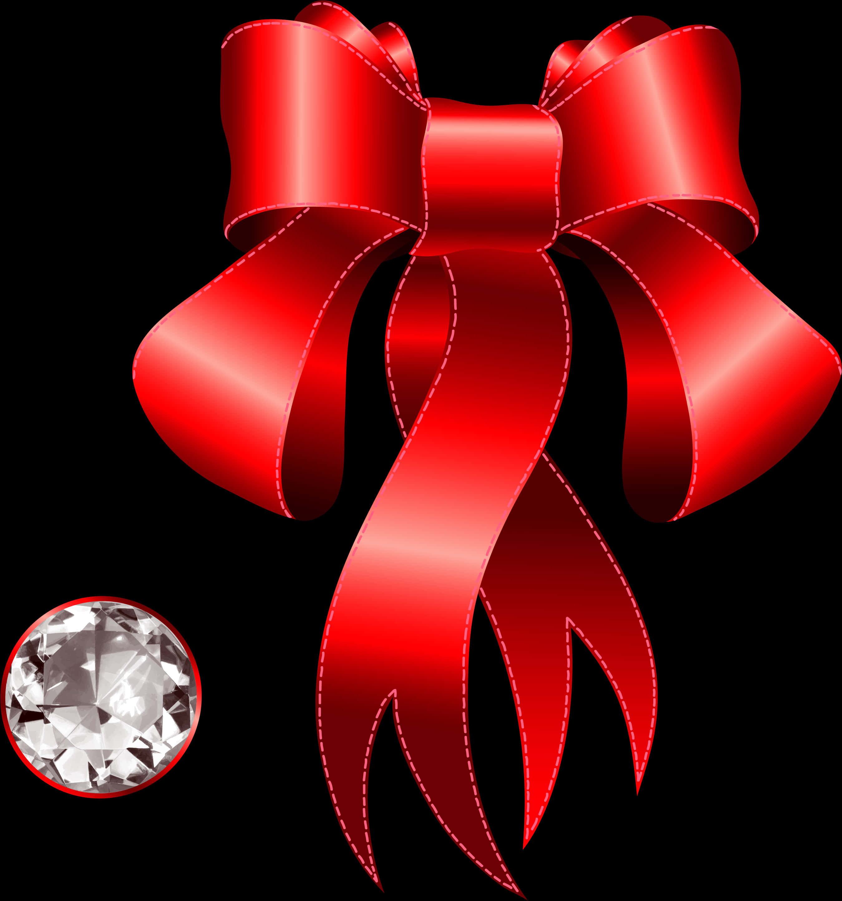 Red Ribbon Diamond Graphic PNG Image