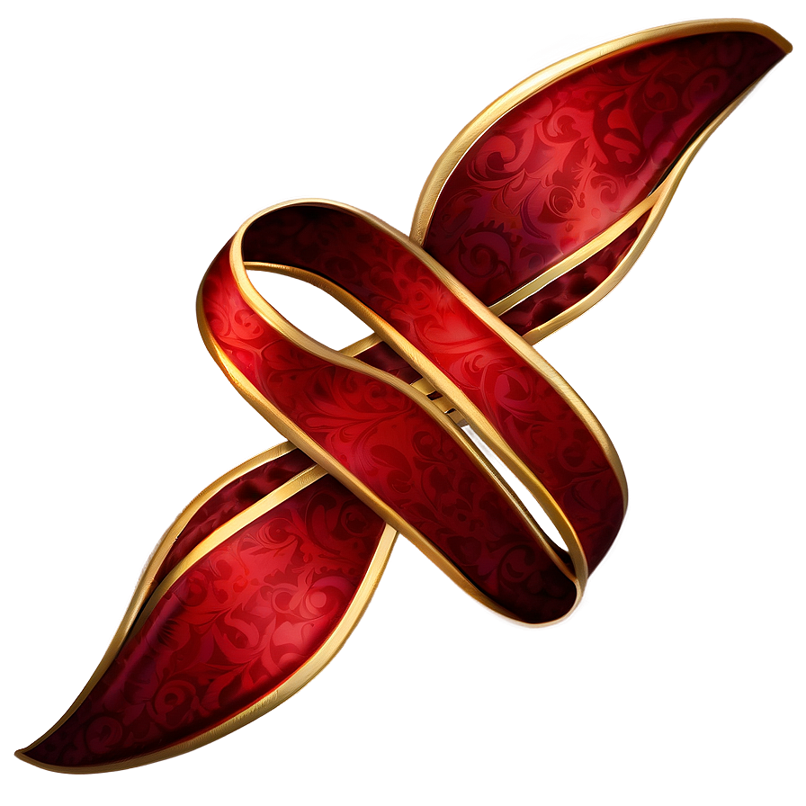 Red Ribbon With Gold Trim Png Mab PNG Image