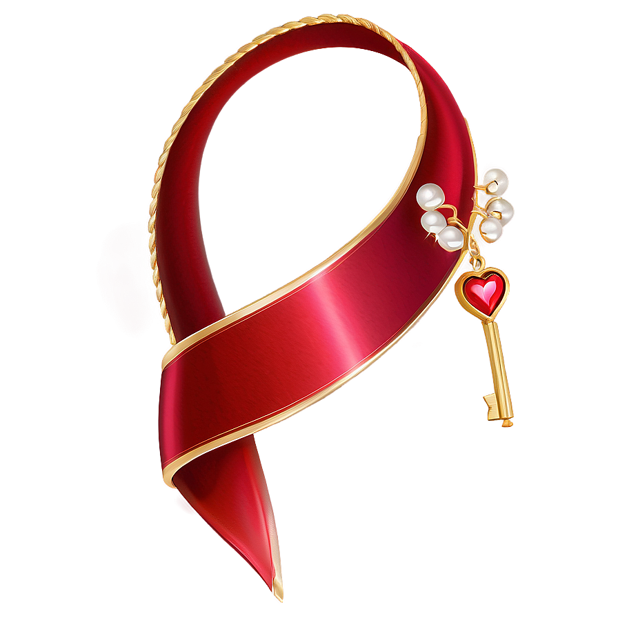 Red Ribbon With Heart Charm Png 33 PNG Image