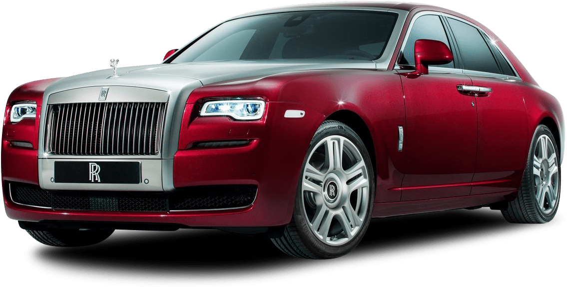 Red Rolls Royce Ghost Side View PNG Image