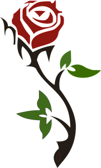 Red Rose Silhouette Art PNG Image