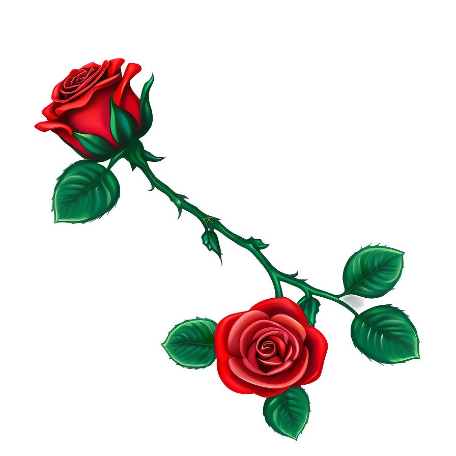 Red Rose Two Blooms Vector Illustration PNG Image