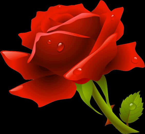 Red Rose With Dew Drops.png PNG Image