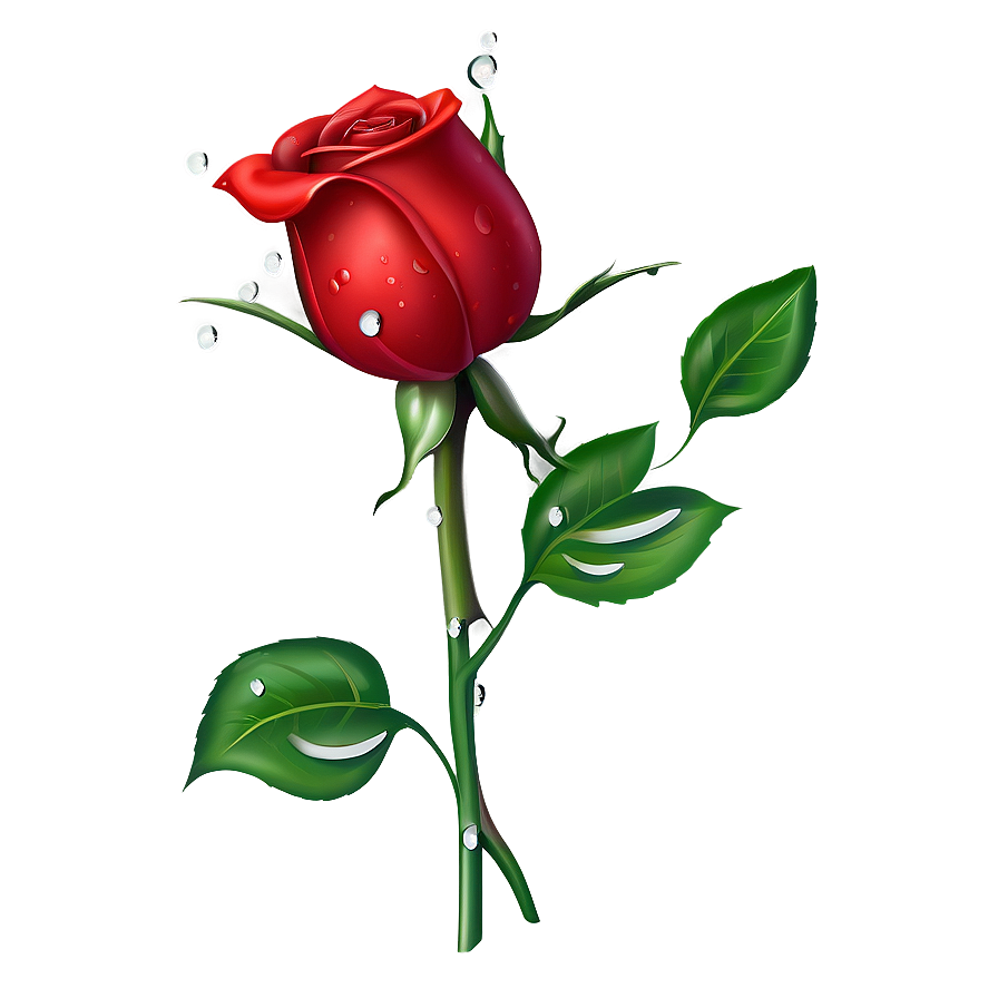 Red Rose With Dewdrops Png 10 PNG Image