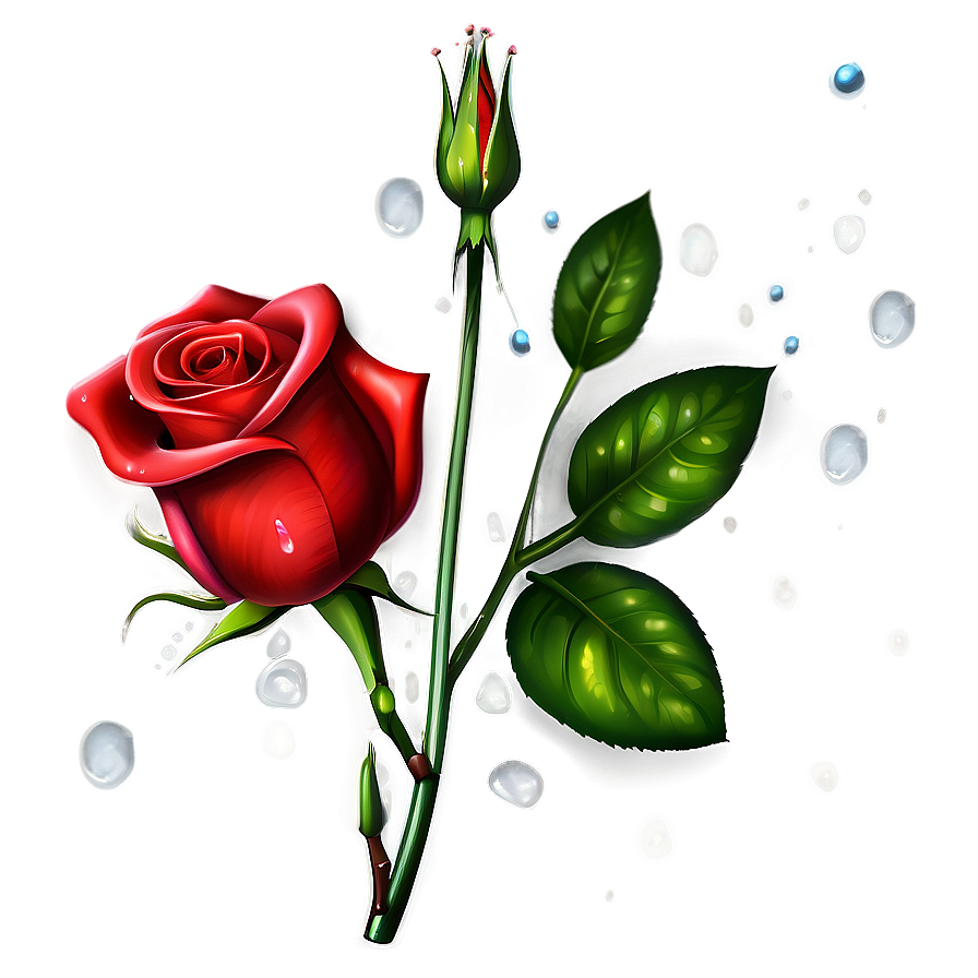 Red Rose With Dewdrops Png Ouy PNG Image