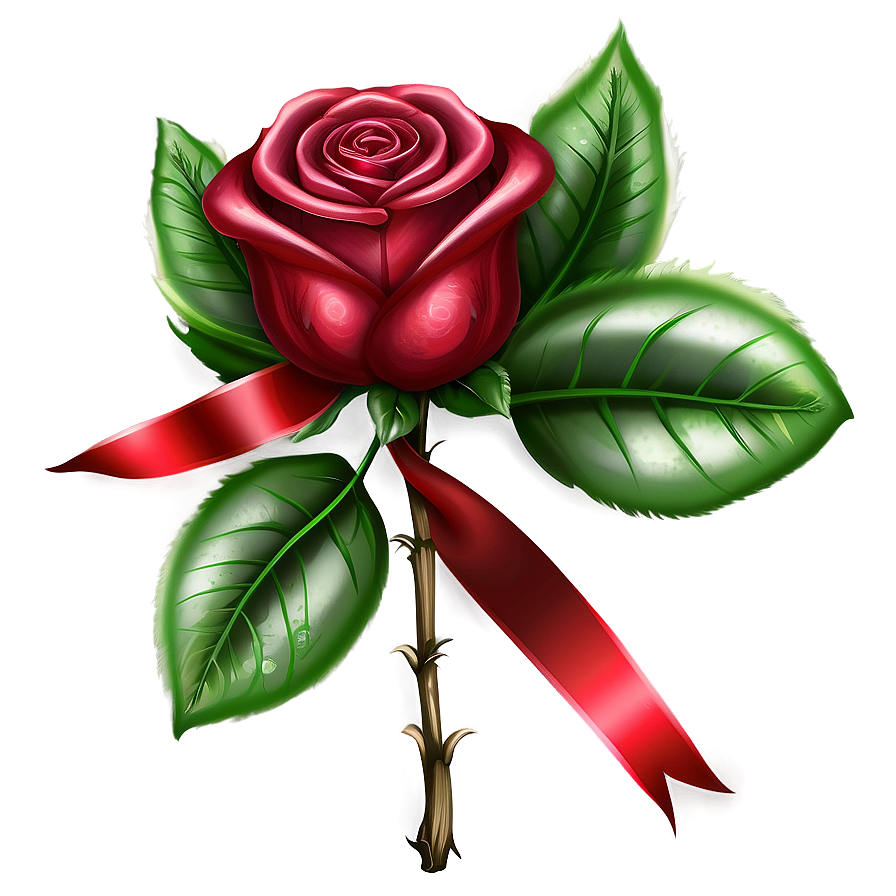 Red Rose With Ribbon Png 73 PNG Image