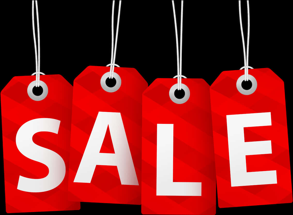 Red Sale Tags Black Background PNG Image