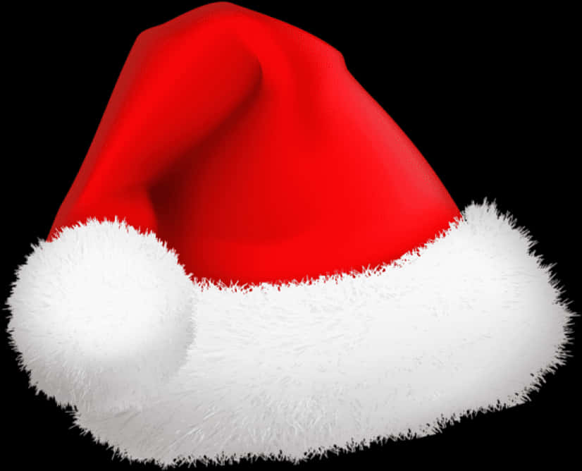 Red Santa Hat Black Background PNG Image