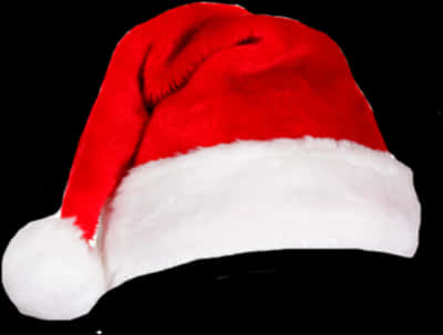 Red Santa Hat Black Background PNG Image