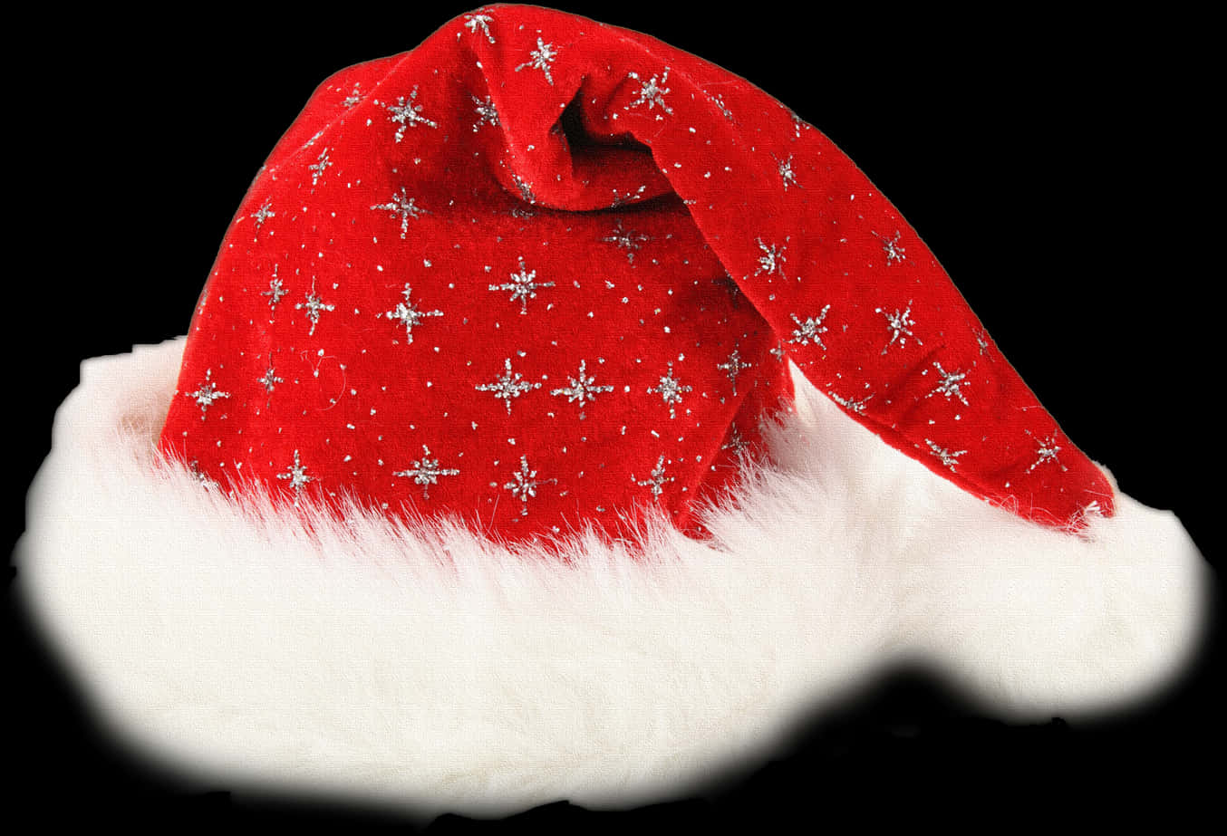 Red Santa Hatwith Snowflakes PNG Image