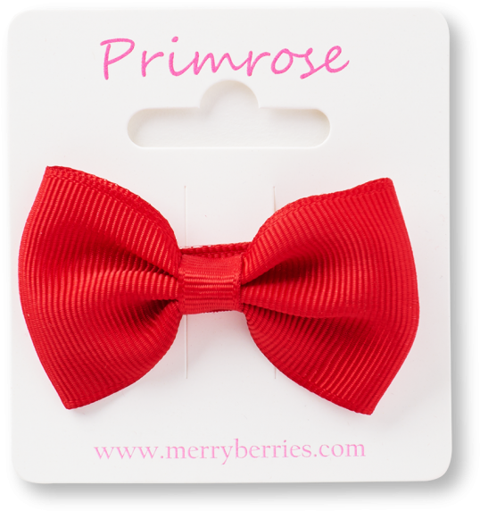 Red Satin Hair Bow Primrose Packaging PNG Image