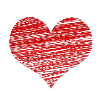 Red Scribble Hearton Black Background PNG Image