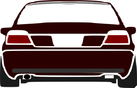 Red Sedan Rear View Silhouette PNG Image