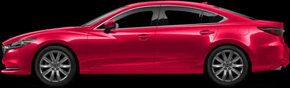 Red Sedan Side View PNG Image