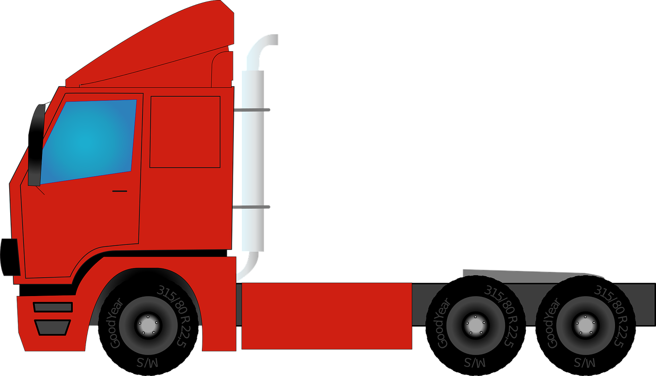 Red Semi Truck Side View PNG Image