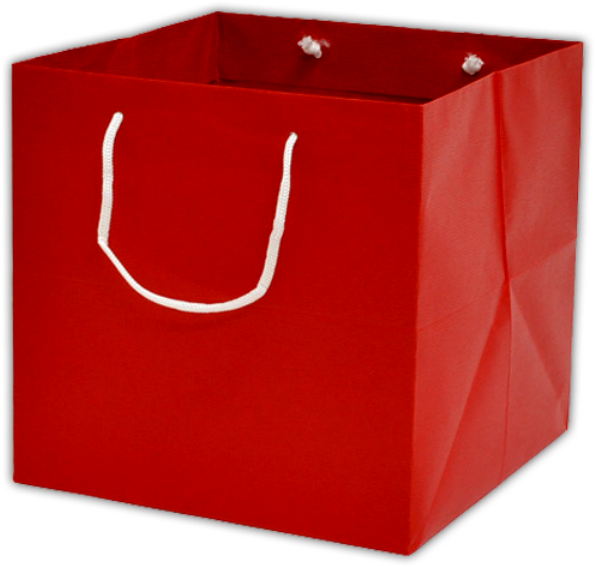 Red Shopping Bag White Handles PNG Image