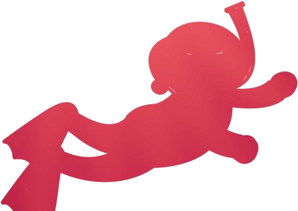 Red Silhouette Diver PNG Image