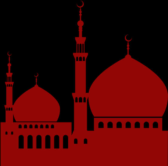 Red Silhouette Mosque Graphic PNG Image