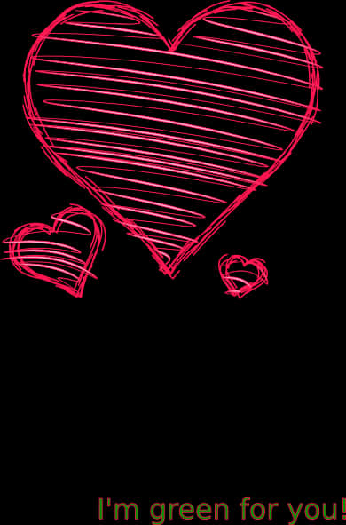 Red Sketched Heartson Black Background PNG Image