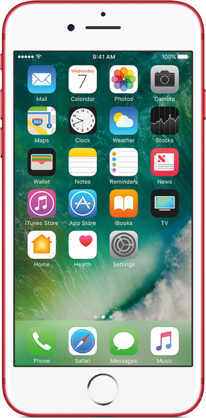 Red Smartphone Front View Display Icons PNG Image