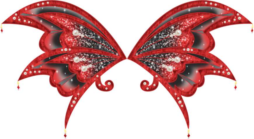 Red Sparkling Fairy Wings PNG Image