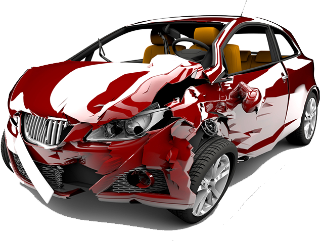 Red Sports Car Accident Damage PNG Image