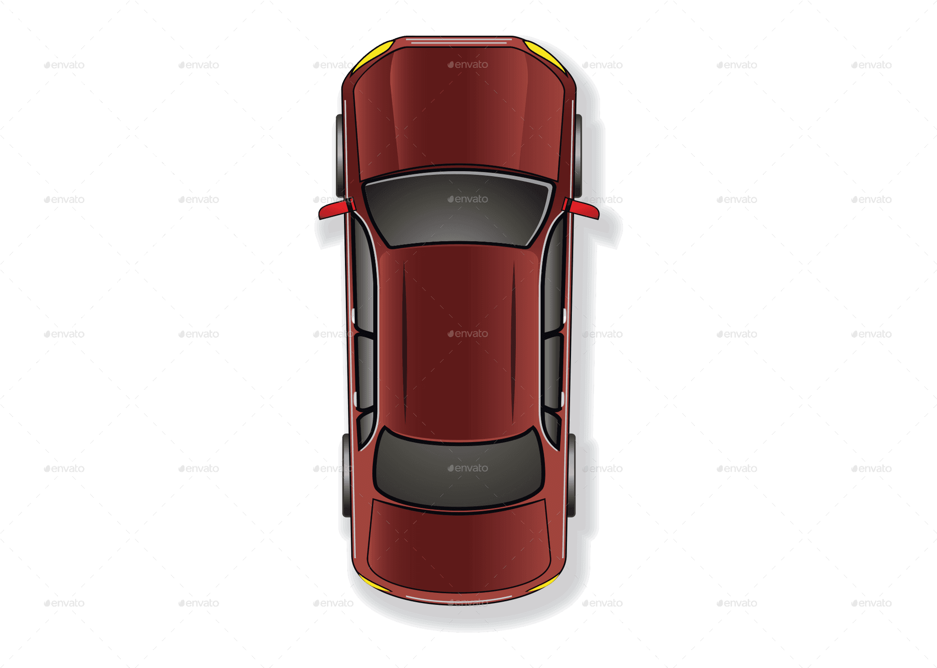 Red Sports Car Top View PNG Image