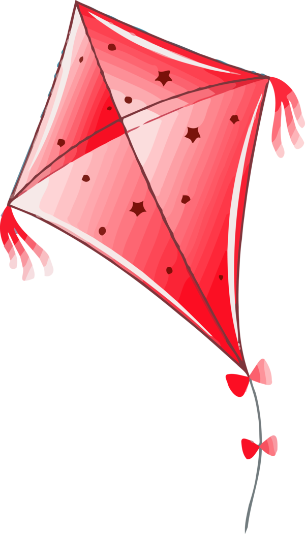 Red Star Pattern Kite PNG Image