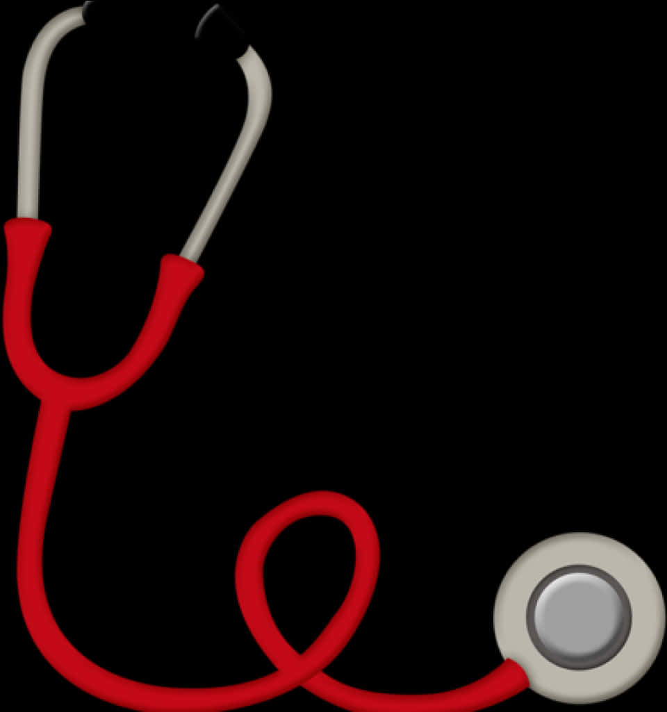 Red Stethoscope Black Background PNG Image