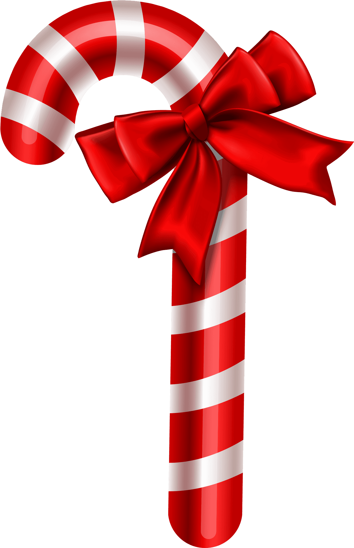 Red Striped Candy Canewith Bow PNG Image