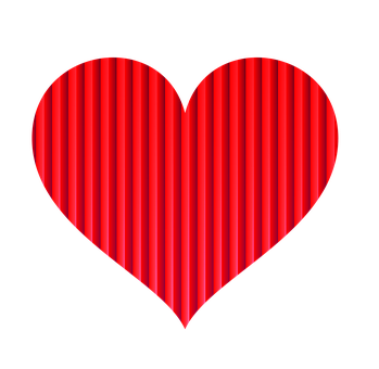 Red Striped Hearton Black Background PNG Image