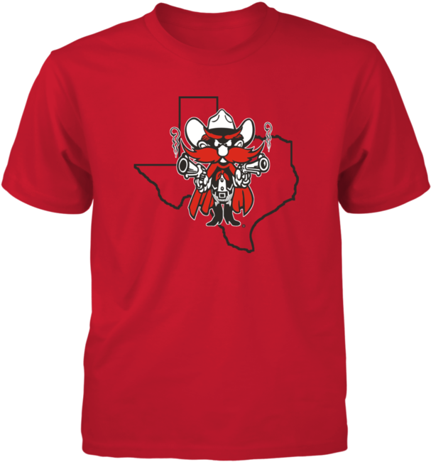 Red Texas Outline Cowboy T Shirt Design PNG Image