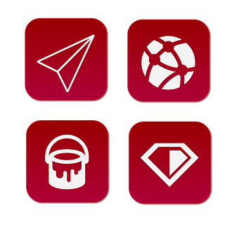 Red Theme App Icons PNG Image