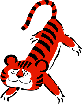 Red_ Tiger_ Silhouette_ Vector PNG Image