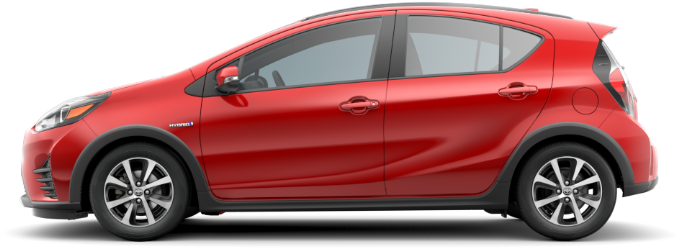 Red Toyota Prius C Side View PNG Image