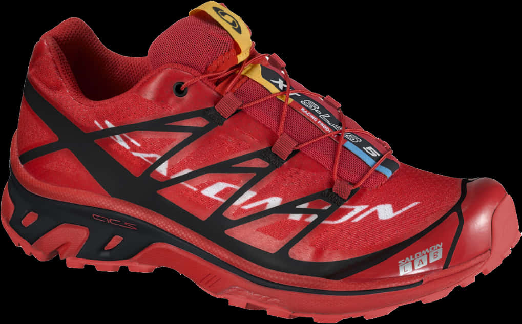 Red Trail Running Shoe Side View PNG Image