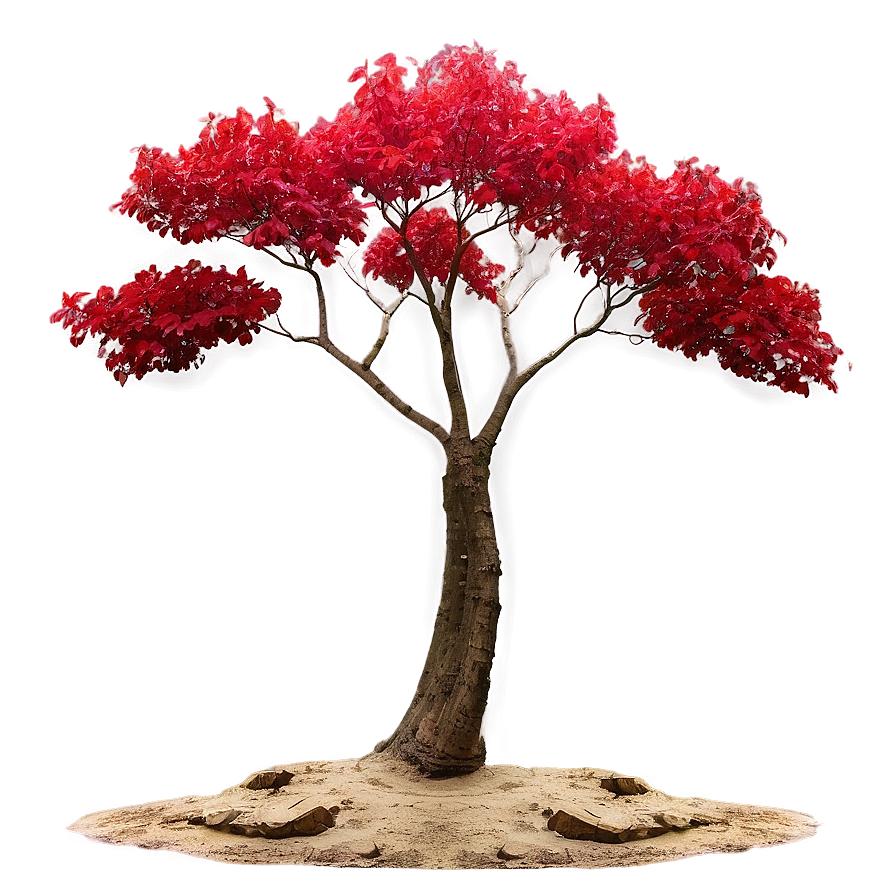 Red Tree By The River Png Txe PNG Image