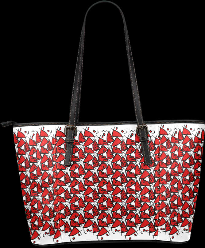 Red Umbrella Print Tote Bag PNG Image