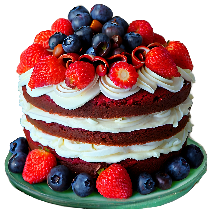 Red Velvet Cake With Berries Png 06292024 PNG Image