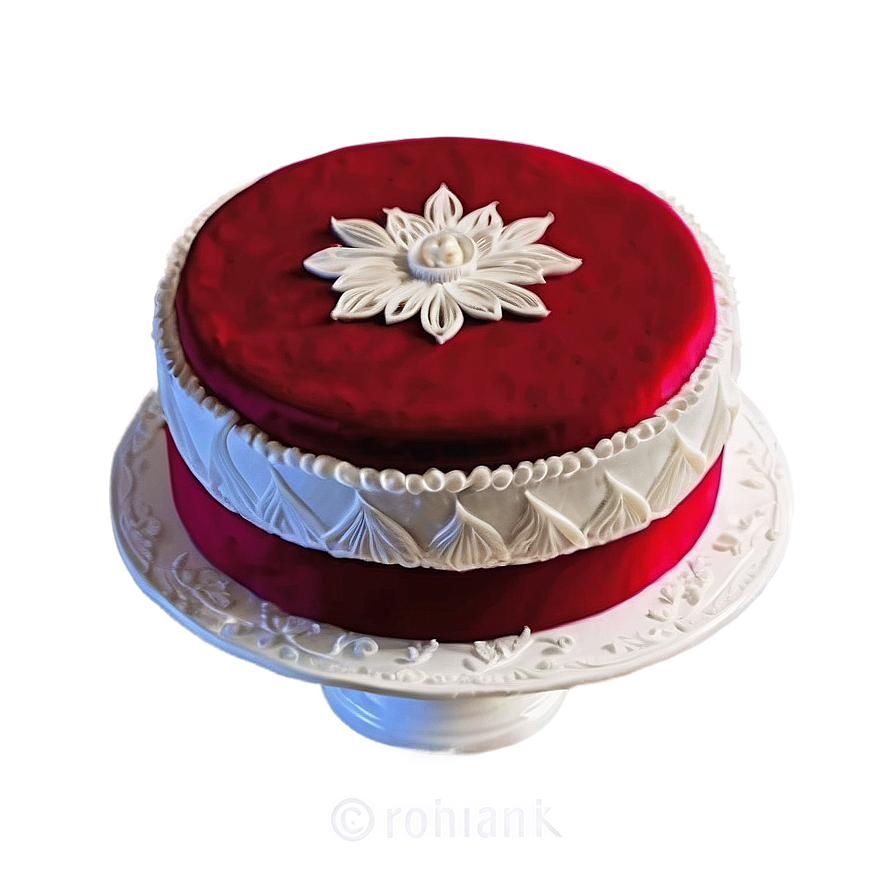 Red Velvet Cake With Fondant Decoration Png Vet PNG Image