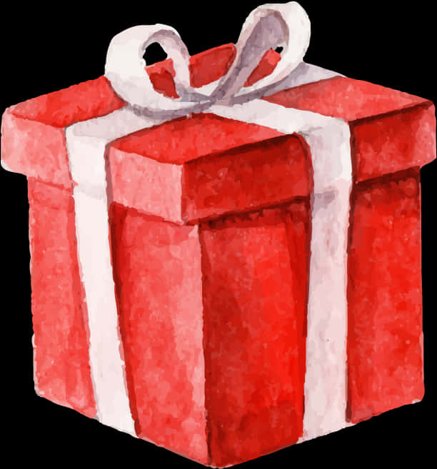 Red Watercolor Gift Box PNG Image