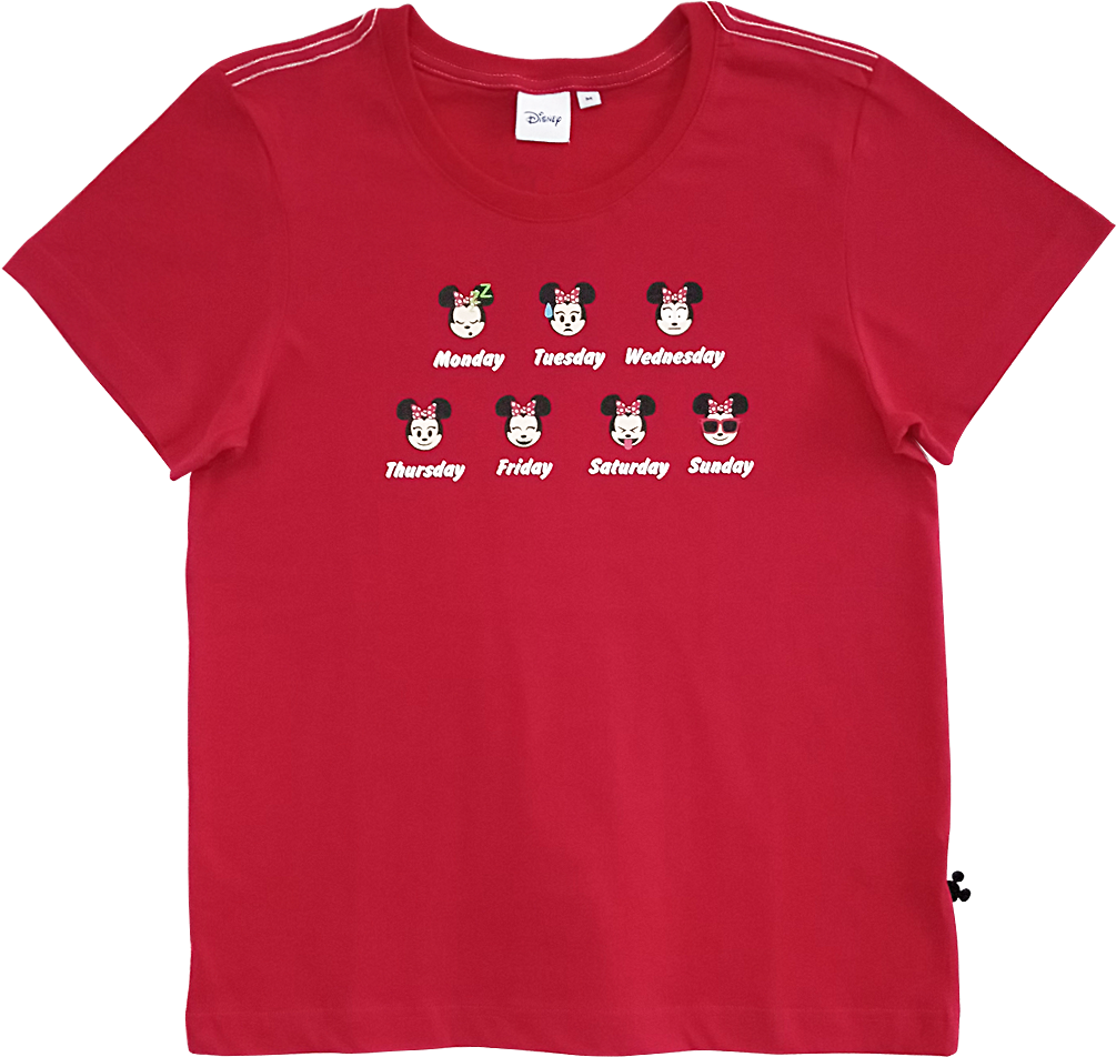 Red Weekday Character T Shirt PNG Image