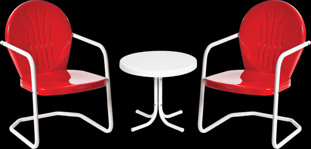 Red White Outdoor Furniture Set PNG Image