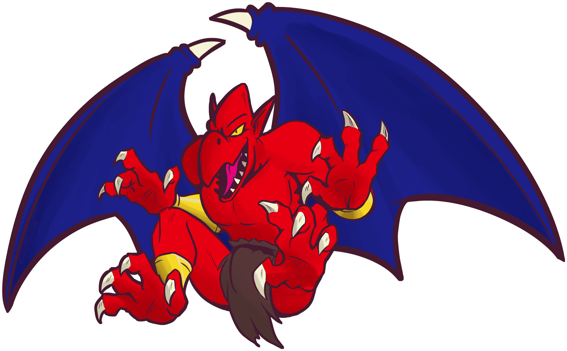 Red Winged Demon Illustration PNG Image