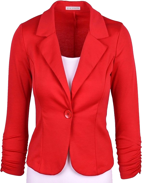 Red Women Blazer Single Button PNG Image