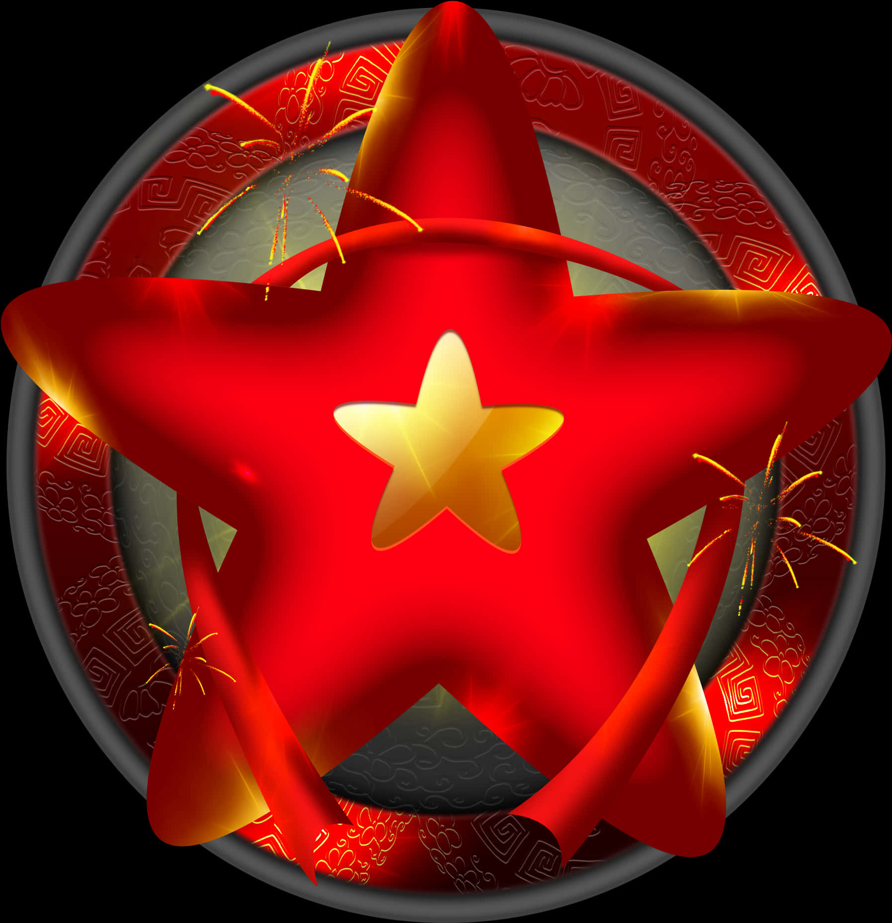 Red3 D Pentagram Design PNG Image