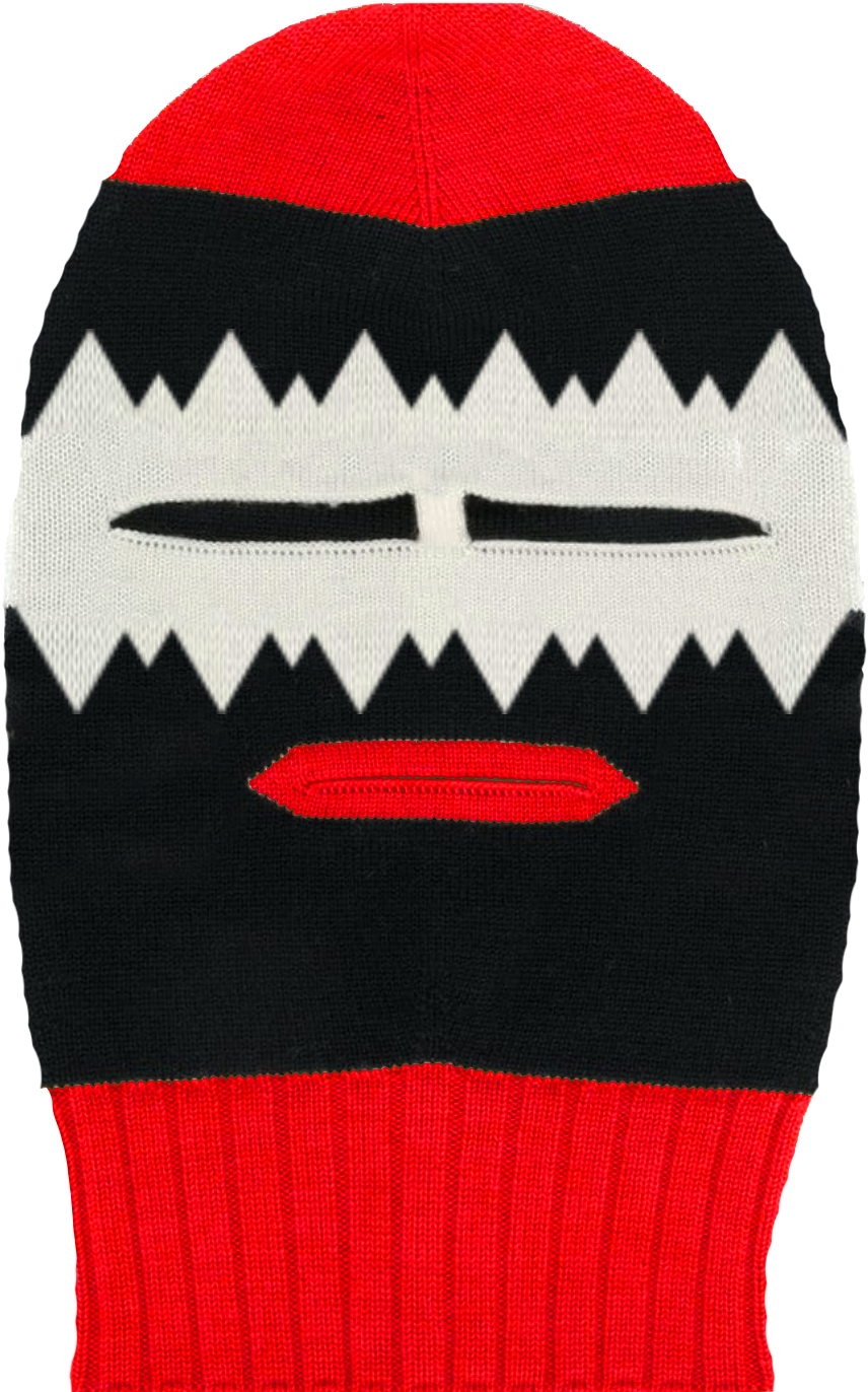 Redand Black Knitted Balaclava PNG Image