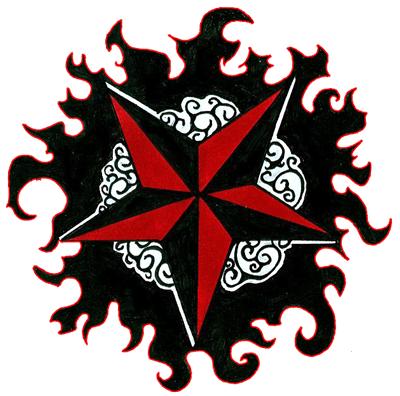 Redand Black Star Tattoo Design PNG Image