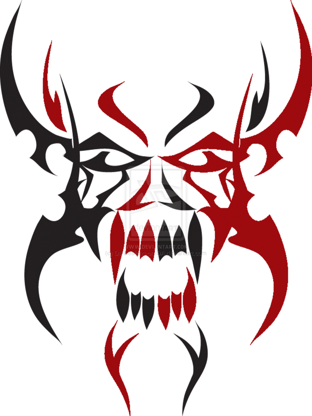 Redand Black Tribal Dragon Tattoo Design PNG Image