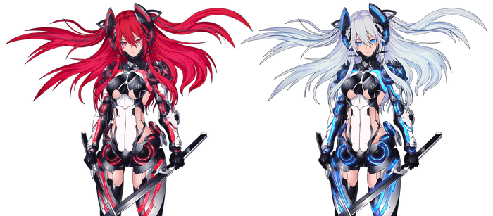 Redand Black Whiteand Blue Anime Warriors PNG Image